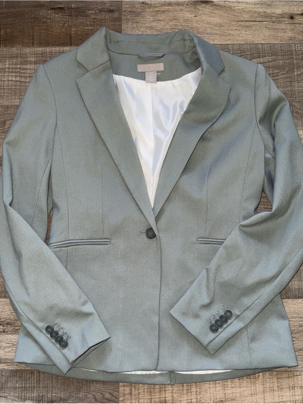 H&M Light Gray/green Single-Button Blazer size small